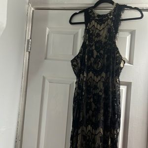 Floor length black lace dress